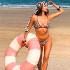 Zinnia Zebra Print Bikini and Sarong Beach Walking by Willow and Wave 